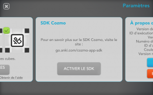 Application Cozmo - activer le SDK