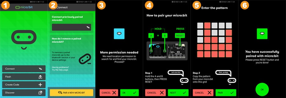 Pairing process for micro:bit card with an Android device