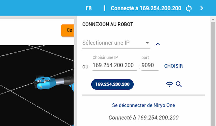 Herstellung einer Verbindung mit dem Roboter Niryo One
